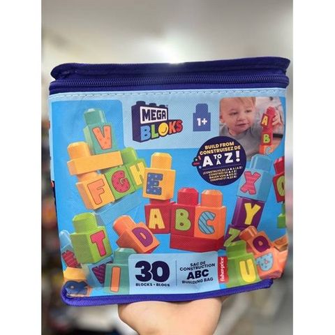  Xếp khối chữ cái HRR60 MEGA BLOKS First Builders ABC Building Bag, 30-Block Pack 