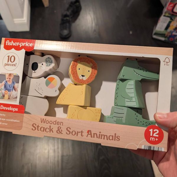 23win08 com gỗ HXV04 Fisher-Price Wooden Stack & Sort Animals Toy