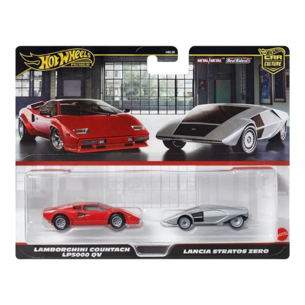 JBL02 Hot Wheels Premium 2-Pack Lamborghini Countach LP5000 QV/Lancia Stratos Zero