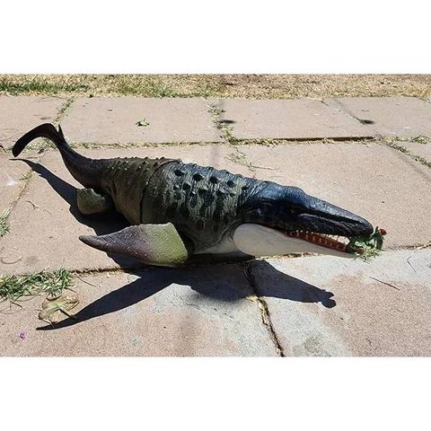  JCH00 Jurassic World Rebirth Bite N Blast Mosasaurus Action Figure and Mini Dilophosaurus 