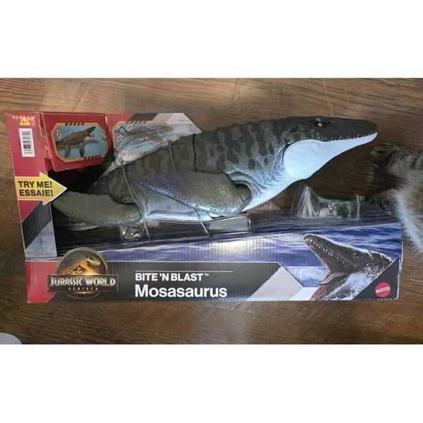 Jurassic World Rebirth Bite N Blast Mosasaurus Action Figure and Mini Dilophosaurus