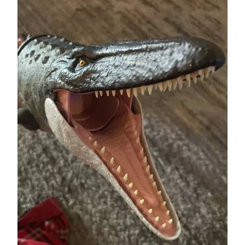  JCH00 Jurassic World Rebirth Bite N Blast Mosasaurus Action Figure and Mini Dilophosaurus 