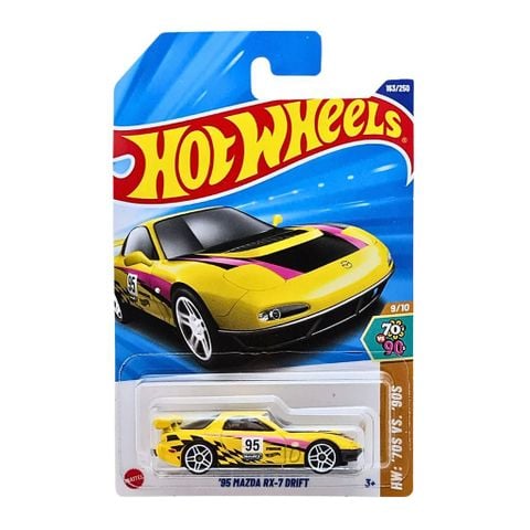  Xe mô hình JFN71 Hot Wheels Basic Car '95 Mazda RX-7 Drifting Yellow 