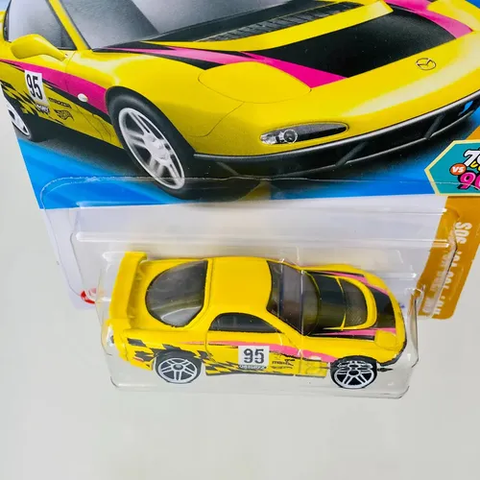  Xe mô hình JFN71 Hot Wheels Basic Car '95 Mazda RX-7 Drifting Yellow 