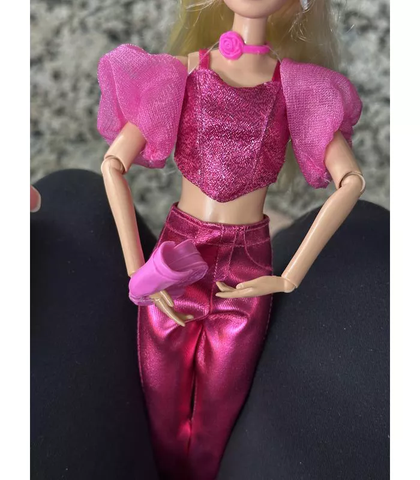  Búp bê JFP40 Deluxe Style Fashion Doll #5 in Metallic Pink Outfit with Corset Top and Accessories, Blonde 