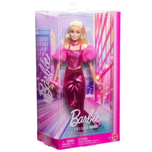 JFP40 Deluxe Style Fashion Doll #5 in Metallic Pink Outfit with Corset Top and Accessories, Blonde