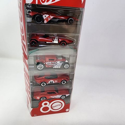  Set xe JGK08 Hot Wheels Mattel 80th Anniversary Ruby Red Edition 5-Pack Set 