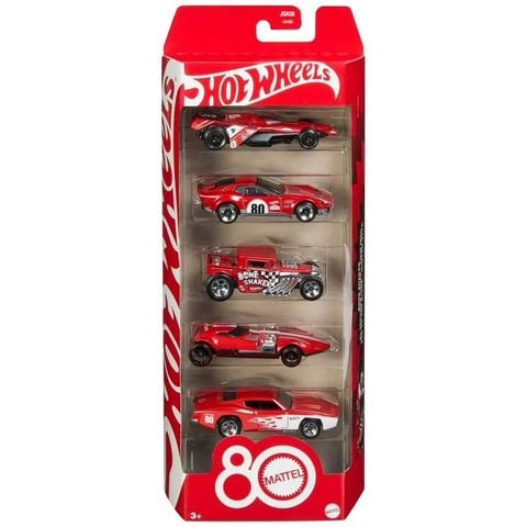  Set xe JGK08 Hot Wheels Mattel 80th Anniversary Ruby Red Edition 5-Pack Set 