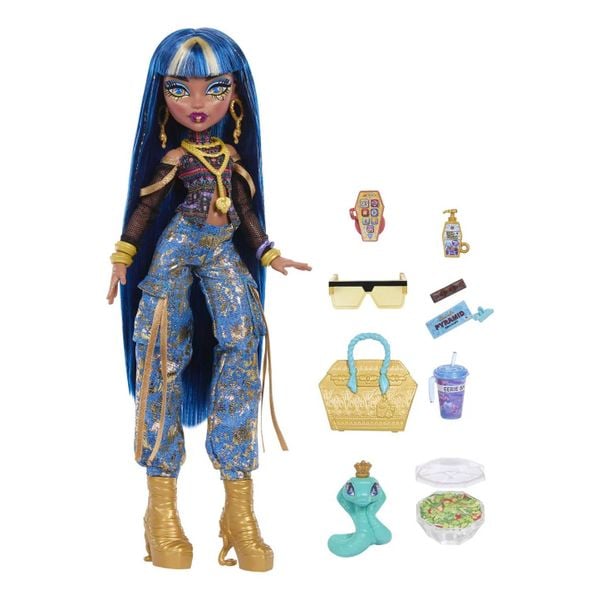  Búp bê JHK32 Monster High Cleo De Nile Doll with Pet Cobra 