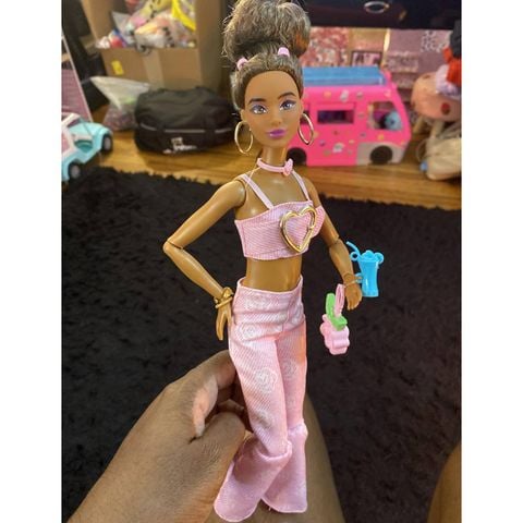  Búp bê JJN72 Barbie Deluxe Style Doll #12 in Pink Denim Crop Top 