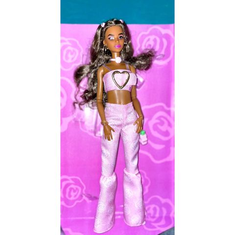  Búp bê JJN72 Barbie Deluxe Style Doll #12 in Pink Denim Crop Top 