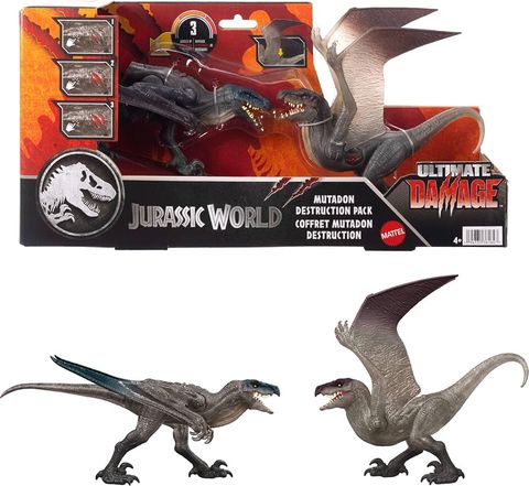  Set 2 khủng long Jurassic World JLD30 Ultimate Damage Mutadon Destruction Pack Exclusive Action Figure 2-Pack 