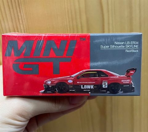  MINI GT 1/64 Nissan LB-ER34 Super Silhouette Skyline Red/Black (RHD) 