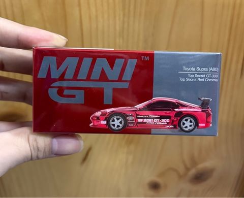  Mini GT Box Version MGT01132 Toyota Supra (A80) Top Secret GT-300 Top Secret Red Chrome 