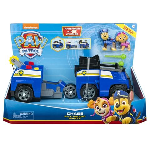  Đồ chơi PAW Patrol, Chase Split-Second 2-in-1 Transforming Police Cruiser 