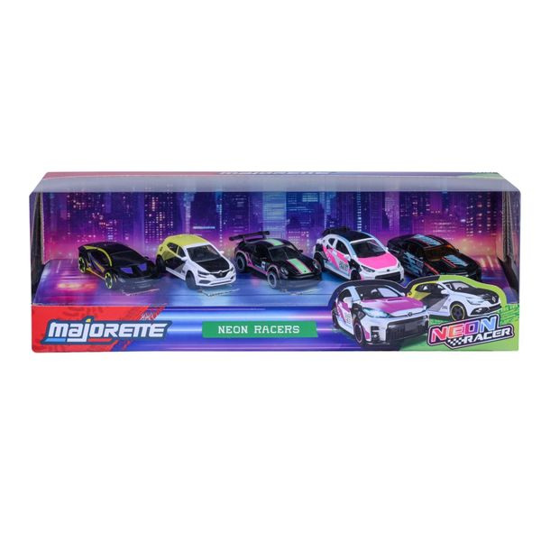 8504105004 Bộ 5 Đồ Chơi Xe Mô Hình MAJORETTE Neon Racer 5 Pieces Giftpack