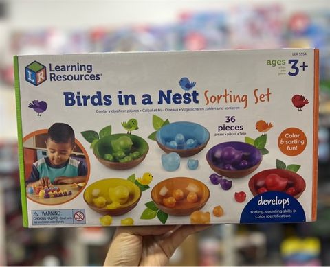  LER5554 - Learning Resources Bộ học đếm, phân loại và màu sắc - Birds In A Nest Sorting Set 