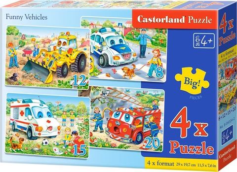  Xếp hình puzzle các phương tiện chuyên dụng 4 bộ 8/12/15/20 mảnh CASTORLAND B-043242 