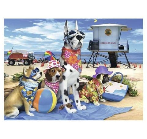 Tranh ghép Ravensburger Puzzle 100pc XXL - No Dogs on the Beach 