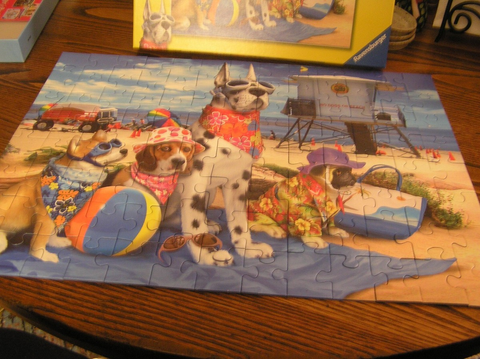  Tranh ghép Ravensburger Puzzle 100pc XXL - No Dogs on the Beach 