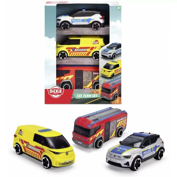 Bộ 3 Đồ Chơi Xe Cứu Hộ DICKIE TOYS SOS Team bằng nhựa an toàn