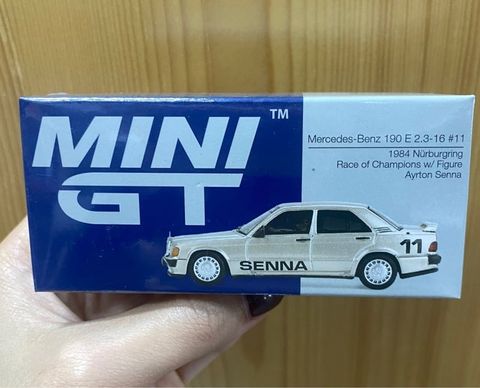  Mini GT BOX version MGT01076 Mercedes-Benz 190 E 2.3-16 #11 Ayrton Senna 1984 Nürburgring Race of Champions w/ Figure 