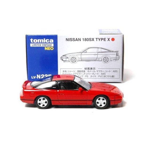 Mô hình xe Tomytec Tomica Limited Vintage Neo LV-N235e Nissan 180SX Type X Red 1995