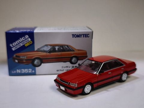  Mô hình xe Tomytec LV-N352a Nissan Skyline 4-Door HT 1800 Passage (Red) 1987 