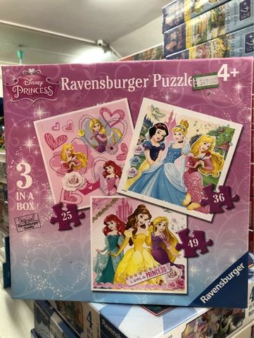  RV07008 4 Xếp hình puzzle công chúa Disney 3 bộ 25/36/49 mảnh Ravensburger-4+-3 bộ 25/36/49 mảnh-Puzzle Children-300k đến 400k 