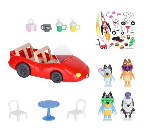  Bluey Vehicle and 4 Figure Pack, Escape Convertible 