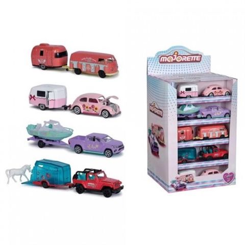  212053184 Xe Mô Hình MAJORETTE Pink Drivez Trailer Display 