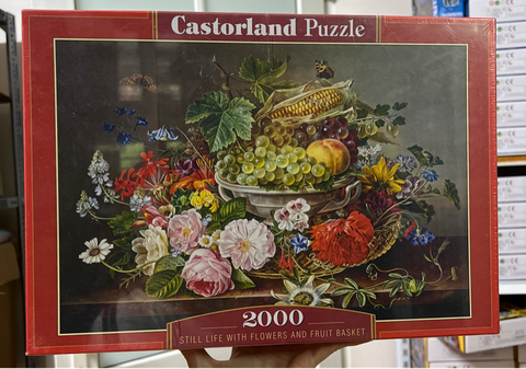  C2006582 23win08 com xếp hình puzzle chủ đề Still Life with Flowers and Fruit BasketCastorland 2000 mảnh 