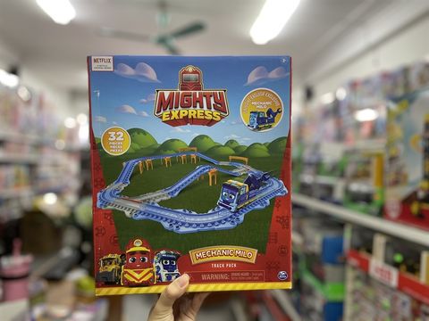  6060209 -Mighty Express with Milo Toy Train, 32-Piece ( da gom tau xanh) 