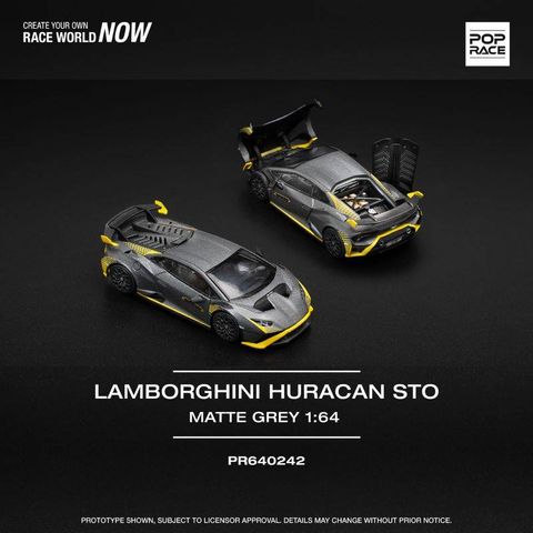  Xe Pop Race Diecast PR640242 LAMBORGHINI HURACAN STO MATTE GREY 