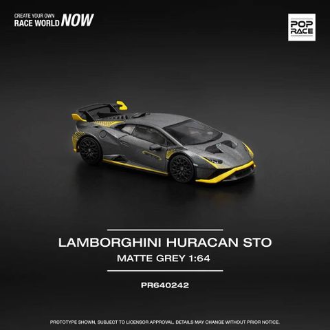  Xe Pop Race Diecast PR640242 LAMBORGHINI HURACAN STO MATTE GREY 