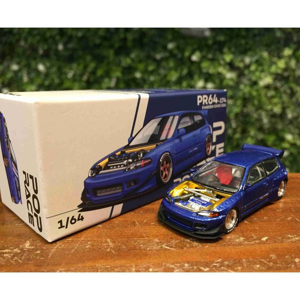 Xe Poprace PR640174 PANDEM CIVIC EG6 METALLIC BLUE WITH OPEN HOOD