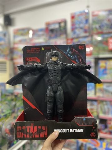  6060510 - DC Comics, Batman 30cm Wingsuit Action Figure with Lights and Phrases, Expanding Wings 