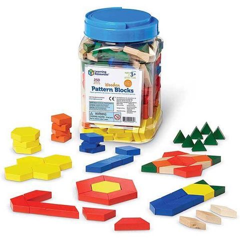  LER0334 Bộ các khối hình dạng bằng gỗ set 250 miếng - Wooden Pattern Blocks 