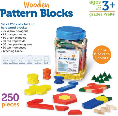  LER0334 Bộ các khối hình dạng bằng gỗ set 250 miếng - Wooden Pattern Blocks 