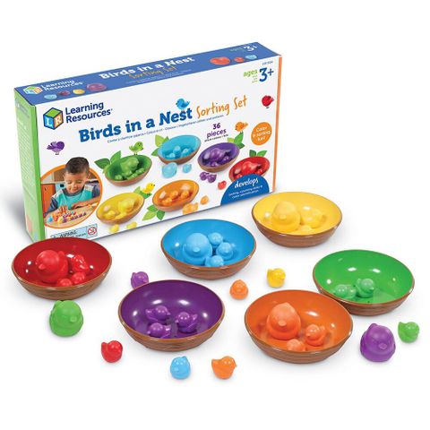  LER5554 - Learning Resources Bộ học đếm, phân loại và màu sắc - Birds In A Nest Sorting Set 