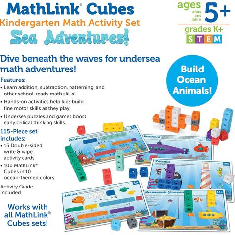  Bộ học toán mẫu giáo LER9333 Mathlink® Cubes Kindergarten Math Activity Set: Sea Adventures! 
