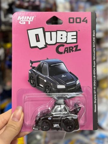  Xe Mini GT CARD Version Qube Carz QZ00401-BL Nissan LB-ER34 Super Silhouette SKYLINE Black 