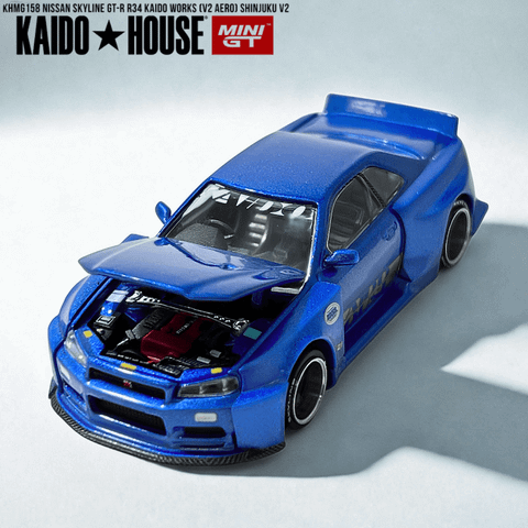  Mô hình xe Kaido House KHMG158 Nissan Skyline GT-R (R34) Kaido Works (V2 Aero) SHINJUKU V2 