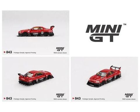  Xe mô hình MINI GT 1/64 Nissan LB-ER34 Super Silhouette Skyline Red/Black (RHD) 