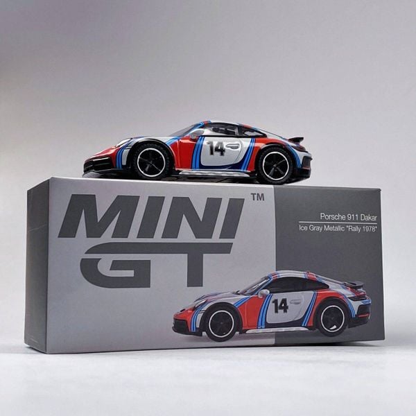 Mini GT Box Version MGT00964 Porsche 911 Dakar Ice Grey Metallic "Rally 1978"