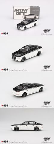  Mô hình xe Mini GT Card Version MGT00959 BMW i7 xDrive60 Alpine White / Black Sapphire 