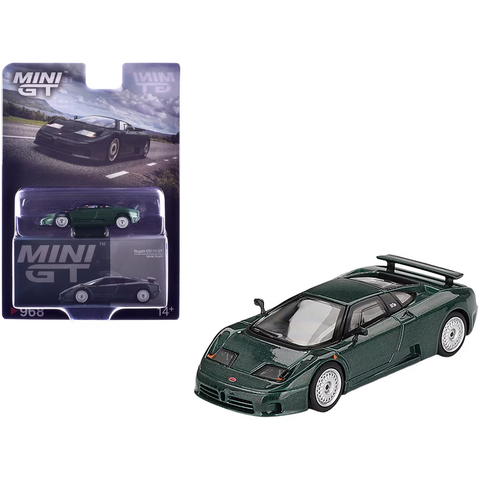  Xe mô hình Mini GT Card Version MGT00968 Bugatti EB110 GT Verde Scuro 