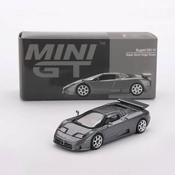 Mini GT CARD Version MGT01002 Bugatti EB110 Super Sport Grigio Scuro