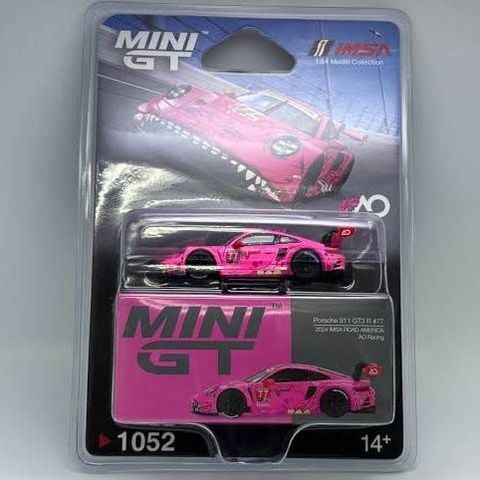  Xe Mini GT CARD version MGT01052 Porsche 911 GT3 R #77 AO Racing 2024 IMSA ROAD AMERICA 