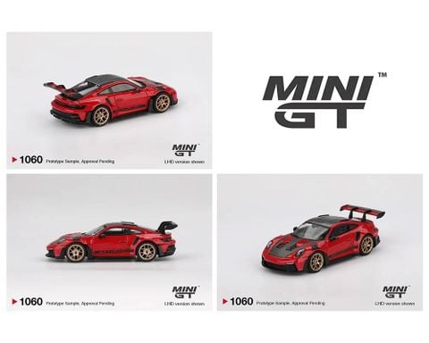  Xe Mini GT CARD Ver MGT01060 Porsche 911 (992) GT3 RS Weissach Package Guards Red 